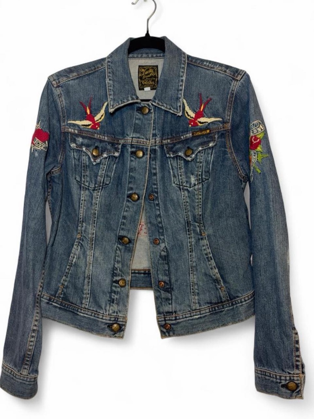 Lucky Brand Embroidered Denim Jacket | L | EUC